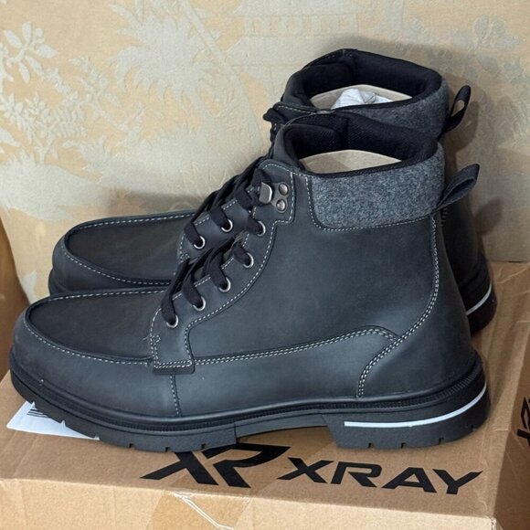 Xray Jason Black Combat Boots Men’s 12 Lace-Up Ankle Workwear Style Grip - Picture 3 of 9